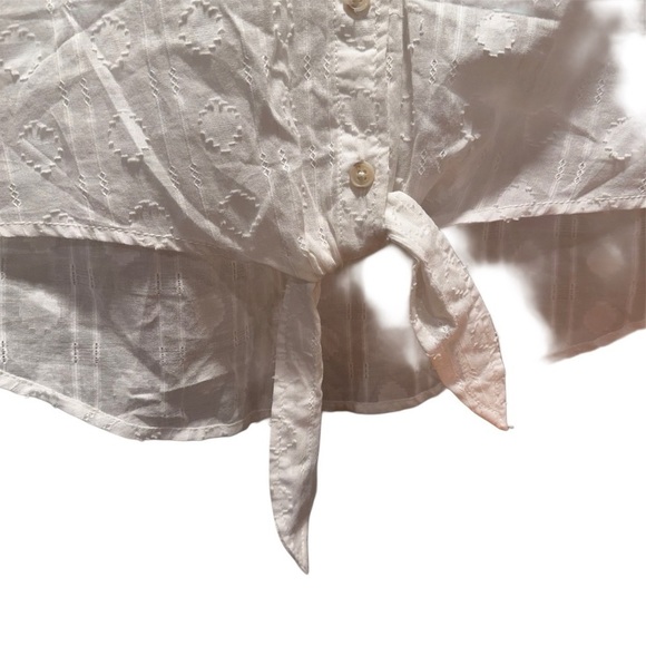 Pilcro Anthropologie White The Cami Surf Blouse Woven 100%Cotton Sheer Large - Picture 7 of 17